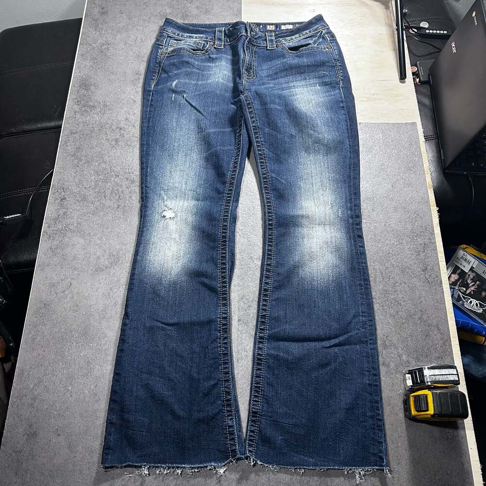 Miss Me Mid-Rise Bootcut Distressed Flare Leg Jeans Size 32
